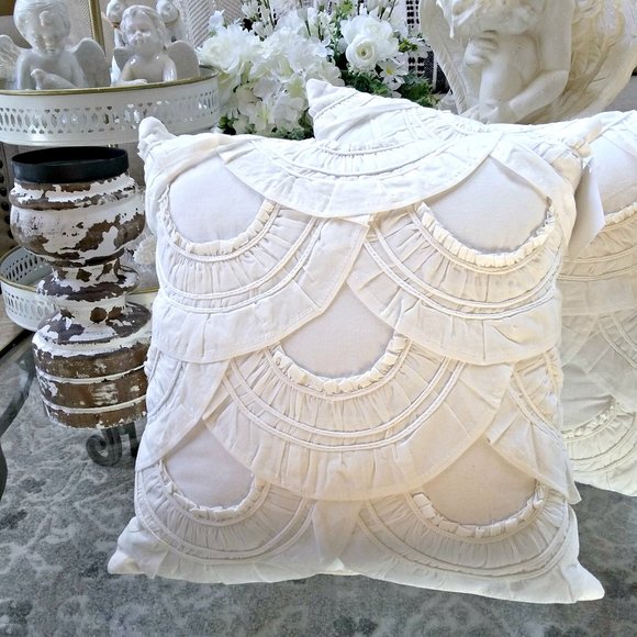 NEW! SHABBY Cottage CHIC Cotton PILLOWS SET/2 - Picture 1 of 3